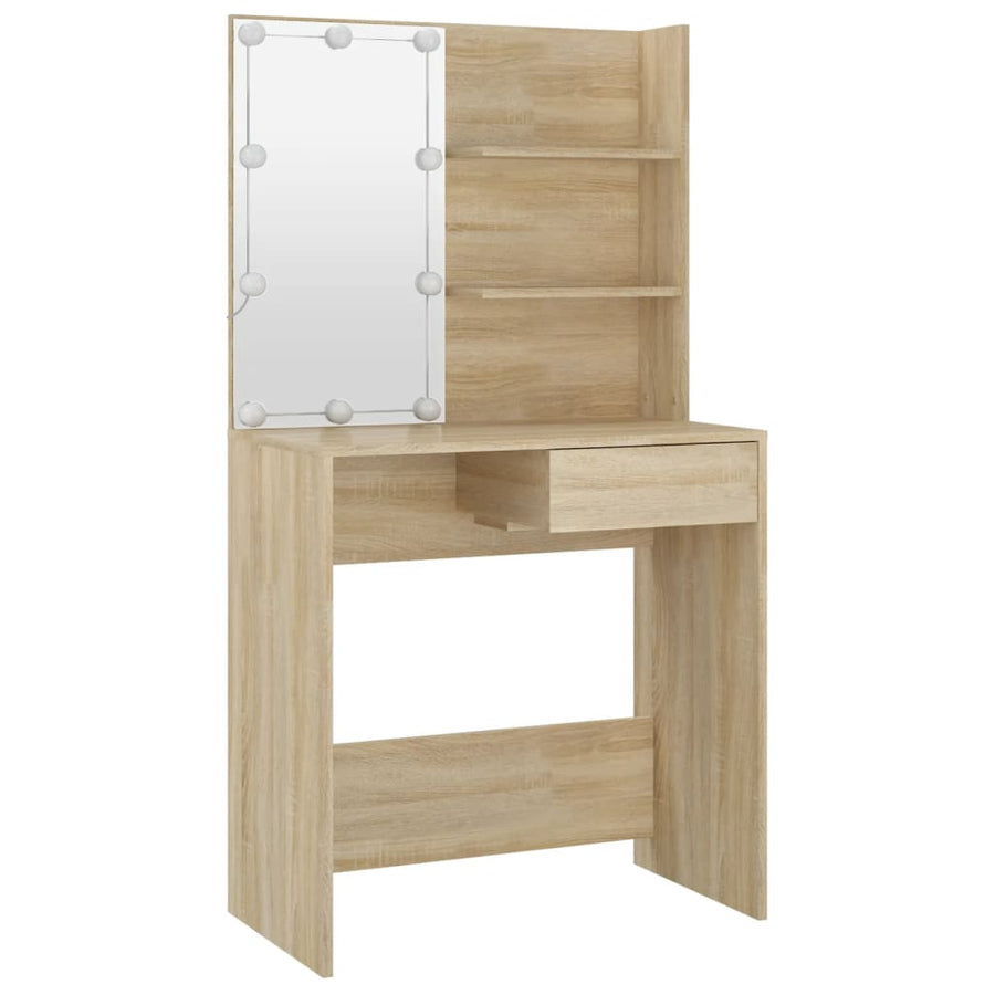 Kaptafelset Met Led's Bewerkt Hout Kleurig 74.5 x 40 x 141 cm