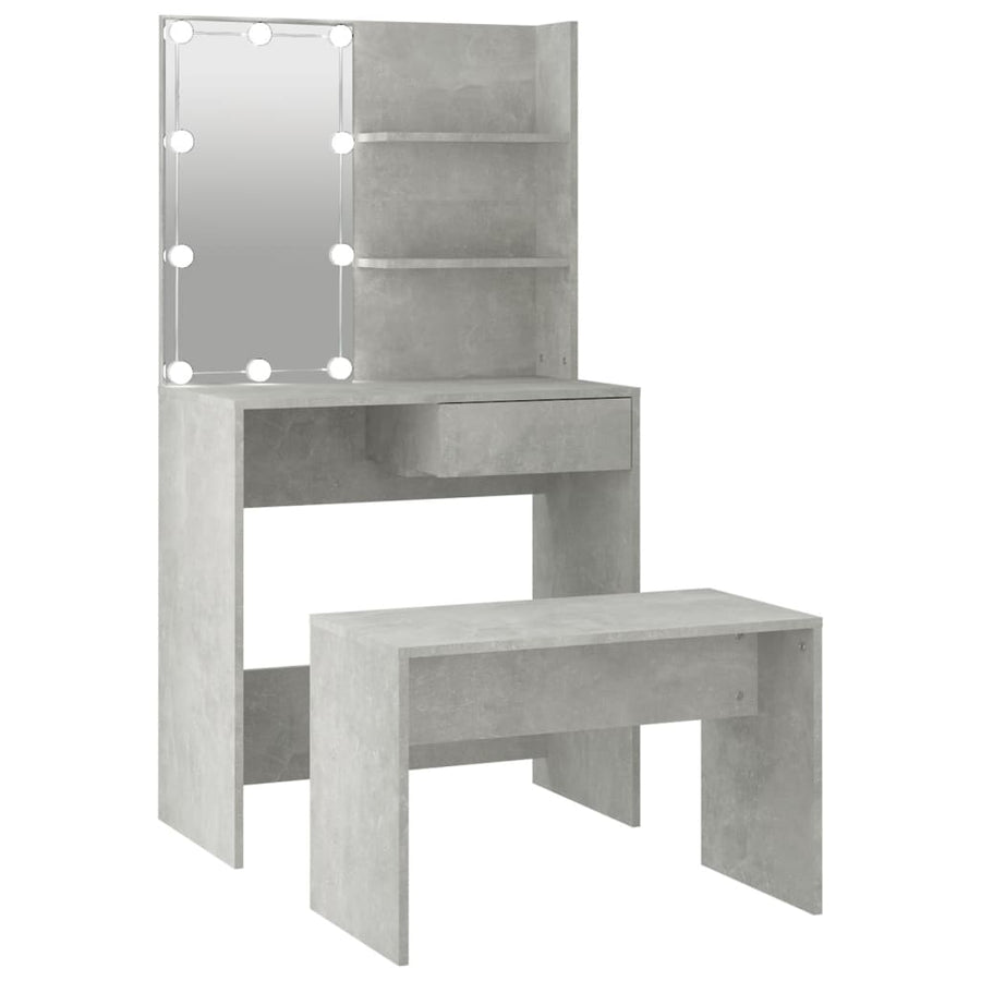 Kaptafelset met LED's bewerkt hout betongrijs 74.5 x 40 x 141 cm Betongrijs
