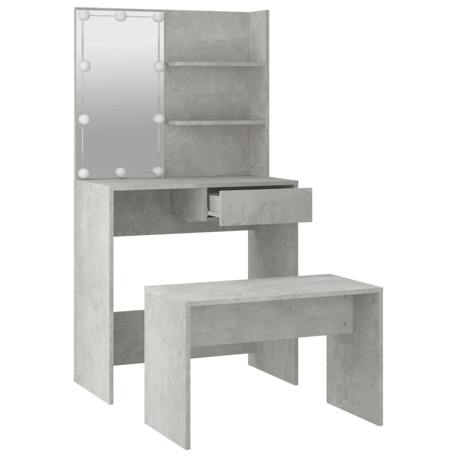 Kaptafelset met LED's bewerkt hout betongrijs 74.5 x 40 x 141 cm Betongrijs