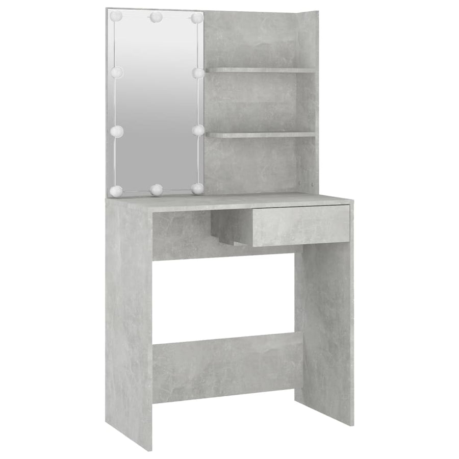Kaptafelset met LED's bewerkt hout betongrijs 74.5 x 40 x 141 cm Betongrijs