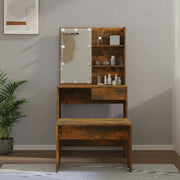 Kaptafel met LED's bewerkt hout gerookt eiken 74x40x141 cm