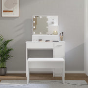 Kaptafel met LED's bewerkt hout wit 86.5x35x136 cm