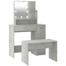 Kaptafelset met LED's bewerkt hout betongrijs 86.5 x 35 x 136 cm Betongrijs