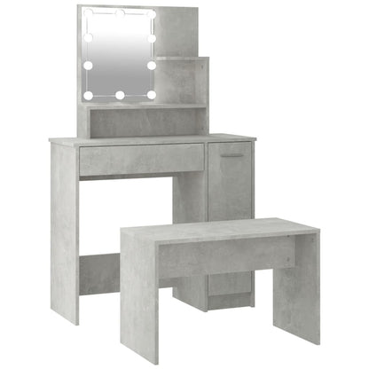 Kaptafelset met LED's bewerkt hout betongrijs 86.5 x 35 x 136 cm Betongrijs