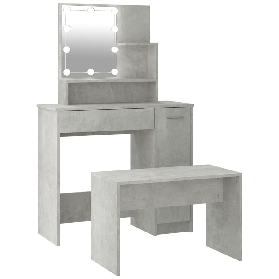 Kaptafelset met LED's bewerkt hout betongrijs 86.5 x 35 x 136 cm Betongrijs