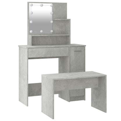 Kaptafelset met LED's bewerkt hout betongrijs 86.5 x 35 x 136 cm Betongrijs