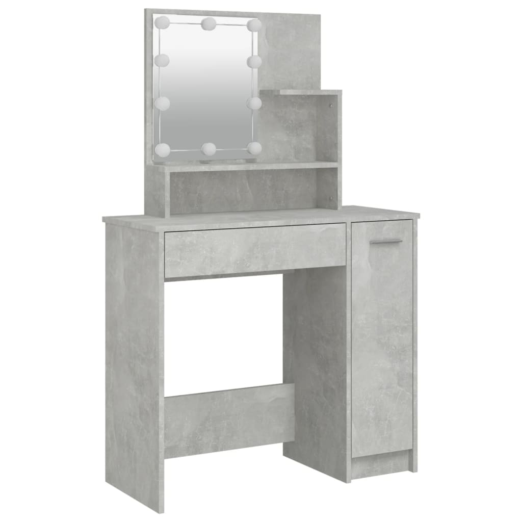 Kaptafelset met LED's bewerkt hout betongrijs 86.5 x 35 x 136 cm Betongrijs
