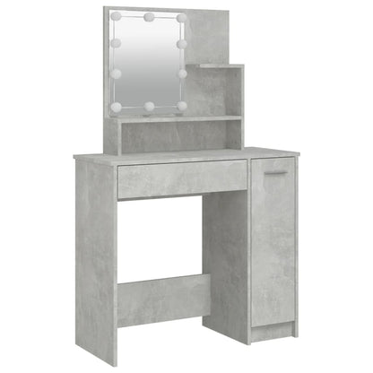 Kaptafelset met LED's bewerkt hout betongrijs 86.5 x 35 x 136 cm Betongrijs
