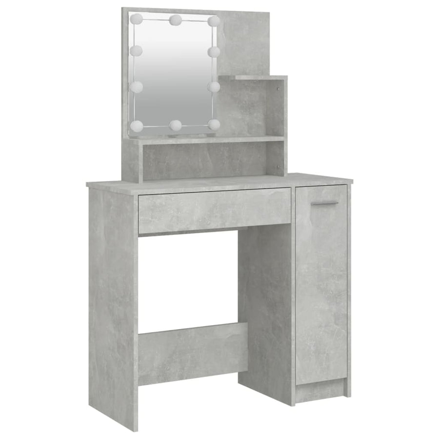 Kaptafelset met LED's bewerkt hout betongrijs 86.5 x 35 x 136 cm Betongrijs