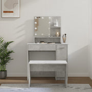 Kaptafel met LED's bewerkt hout betongrijs 86.5x35x136 cm