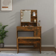 Kaptafel met LED's bewerkt hout gerookt eiken 86,5x35x136 cm