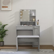 Kaptafel met LED's bewerkt hout grijs sonoma 86,5x35x136 cm
