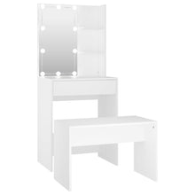 Kaptafelset met LED's bewerkt hout wit 60 x 40 x140 cm Wit
