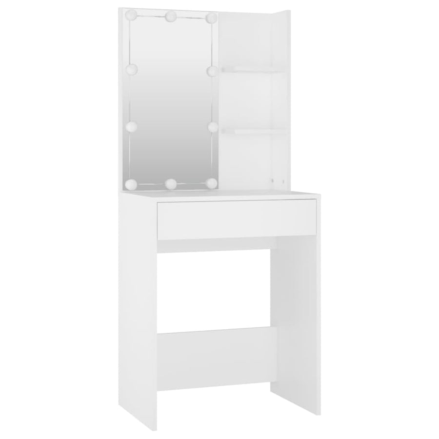 Kaptafelset met LED's bewerkt hout wit 60 x 40 x140 cm Wit