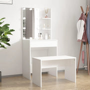 Kaptafel met LED's 60x40x140 cm wit bewerkt hout