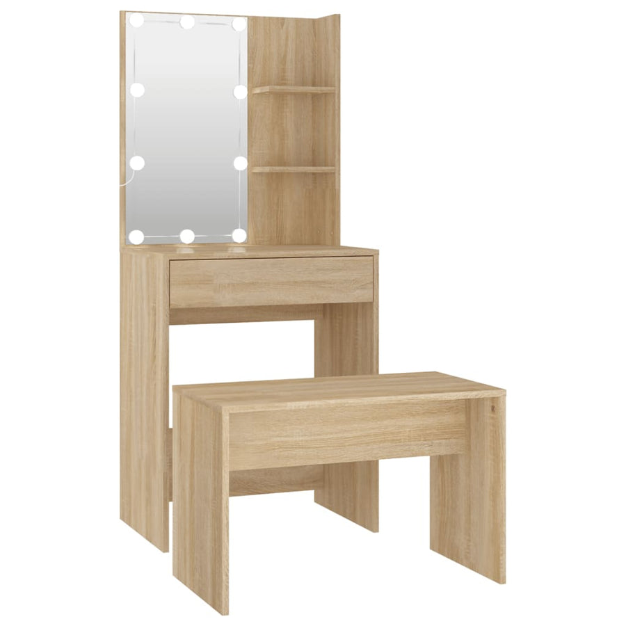 Kaptafelset Met Led's Bewerkt Hout Kleurig 60 x 40 x 140 cm
