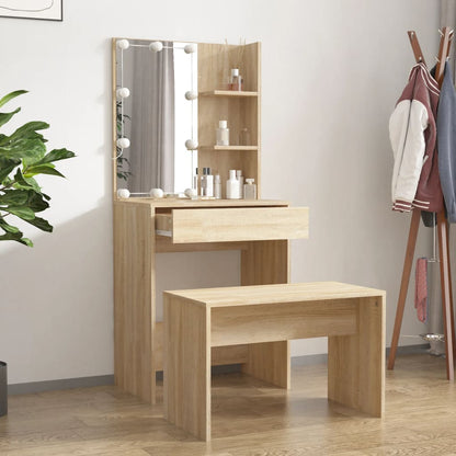 Kaptafelset Met Led's Bewerkt Hout Kleurig 60 x 40 x 140 cm