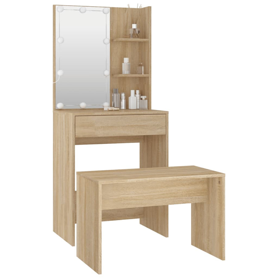 Kaptafelset Met Led's Bewerkt Hout Kleurig 60 x 40 x 140 cm