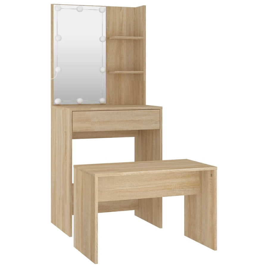Kaptafelset Met Led's Bewerkt Hout Kleurig 60 x 40 x 140 cm