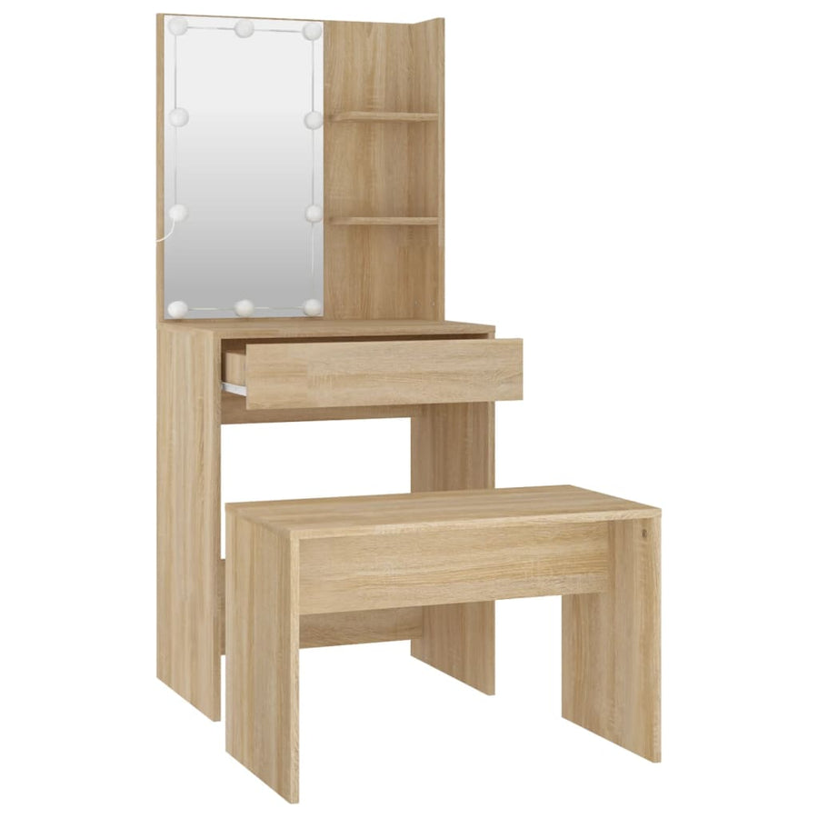 Kaptafelset Met Led's Bewerkt Hout Kleurig 60 x 40 x 140 cm