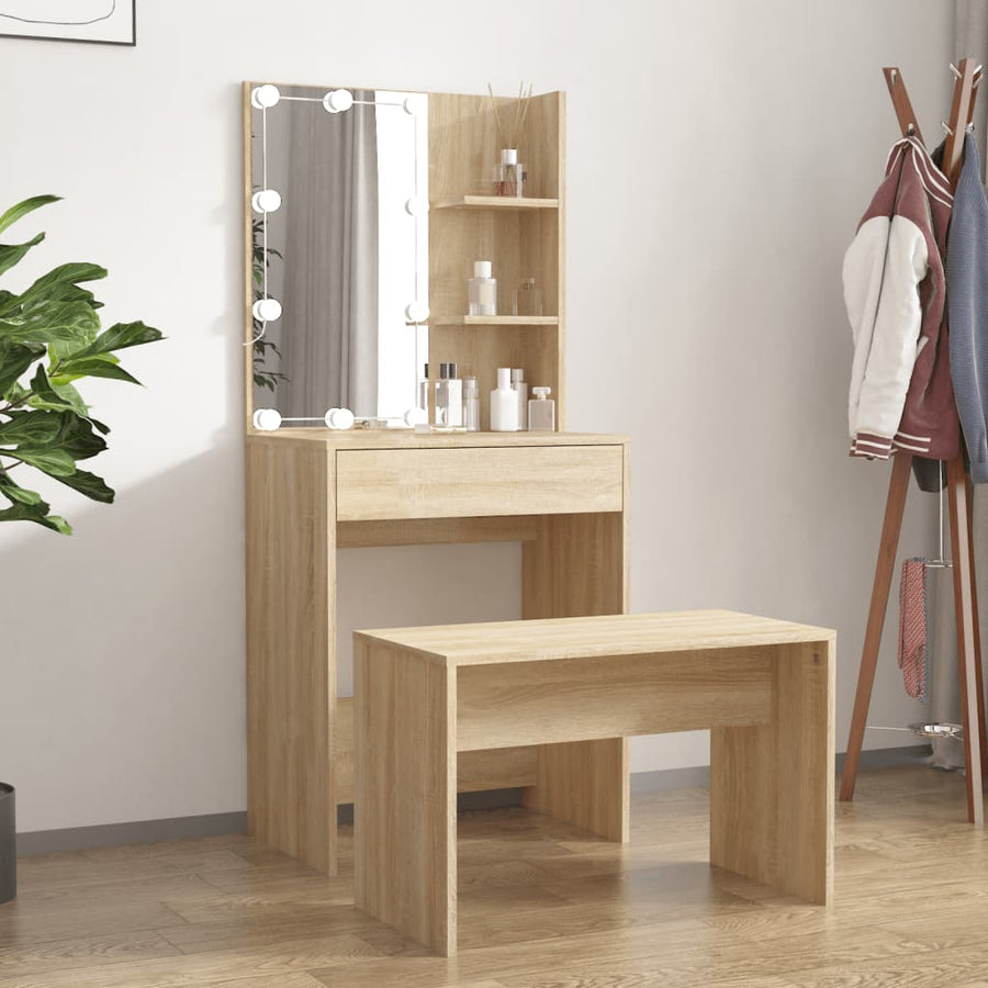 Kaptafelset Met Led's Bewerkt Hout Kleurig 60 x 40 x 140 cm