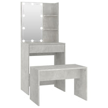 Kaptafelset met LED's bewerkt hout betongrijs 60 x 40 x140 cm Betongrijs