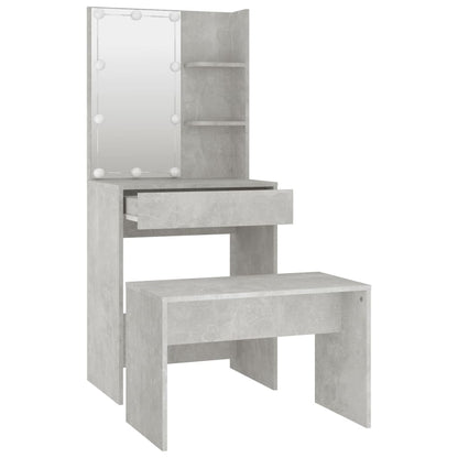 Kaptafelset met LED's bewerkt hout betongrijs 60 x 40 x140 cm Betongrijs