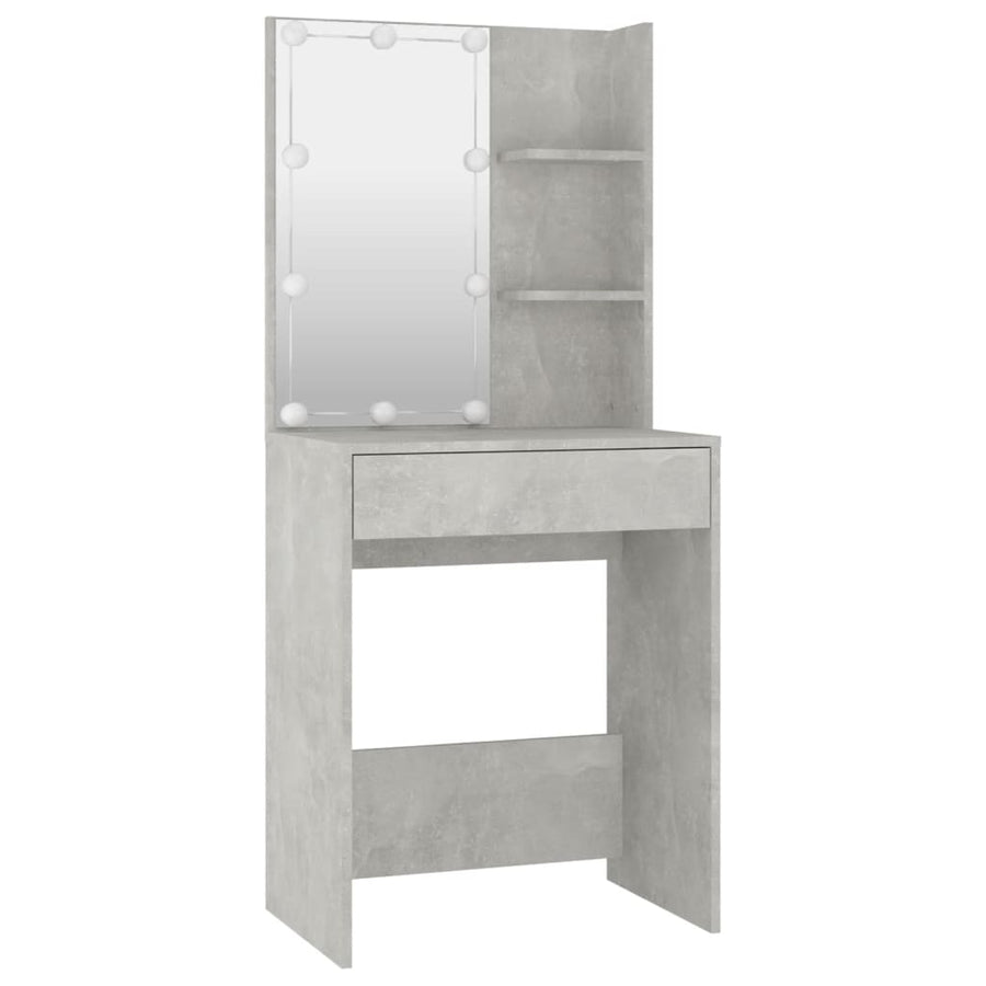 Kaptafelset met LED's bewerkt hout betongrijs 60 x 40 x140 cm Betongrijs