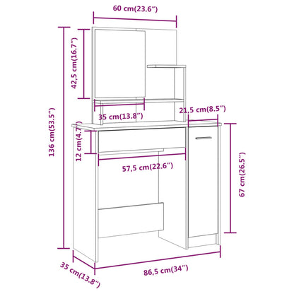 Kaptafelset 86,5X35X36 Cm Gerookt eiken