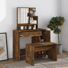 Kaptafelset 86,5x35x136 cm gerookt eiken wandmontage
