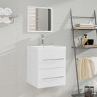 Wastafelkast met wasbak bewerkt hout wit