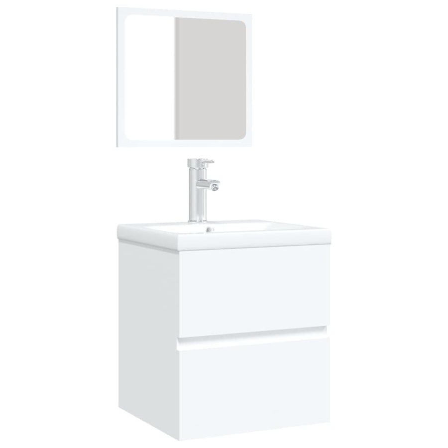 Wastafelkast Met Wasbak En Spiegel Wit 1 41 x 38.5 x 45 cm