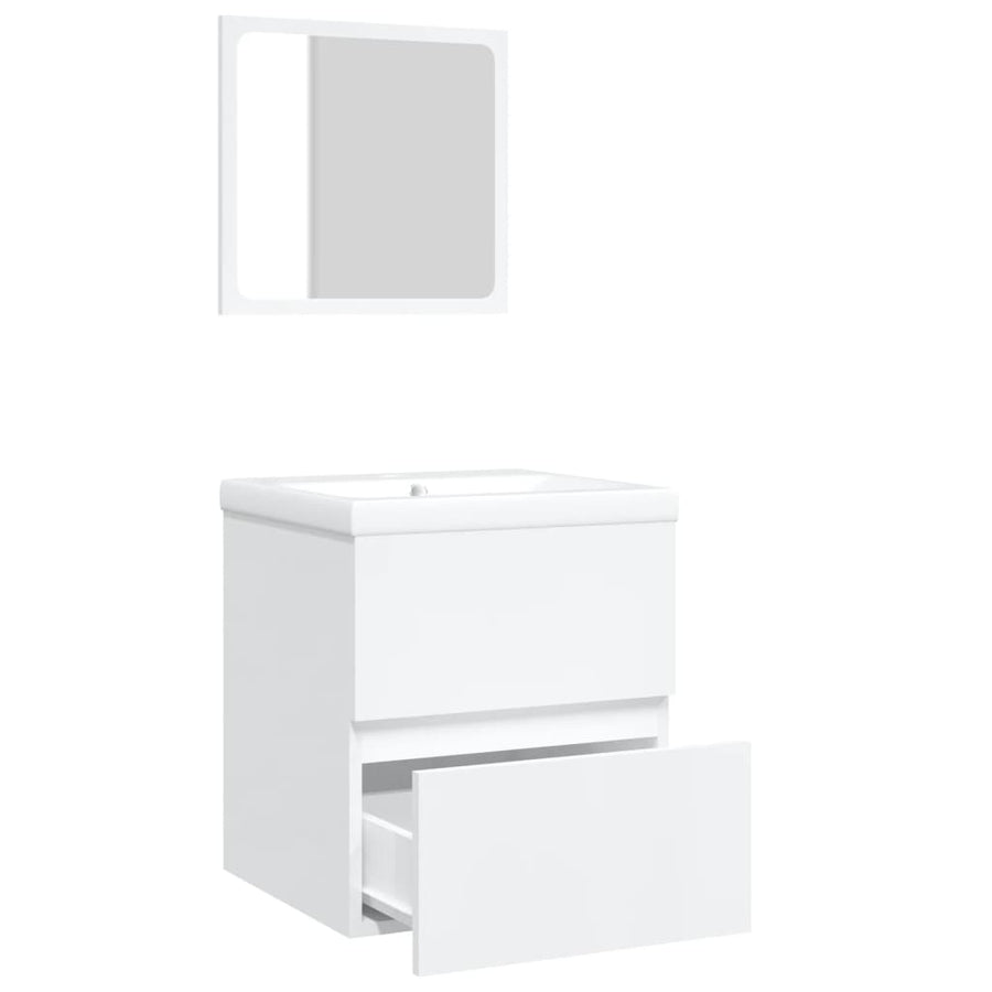 Wastafelkast Met Wasbak En Spiegel Wit 1 41 x 38.5 x 45 cm