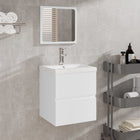 Washbasin cabinet with sink and mirror white
