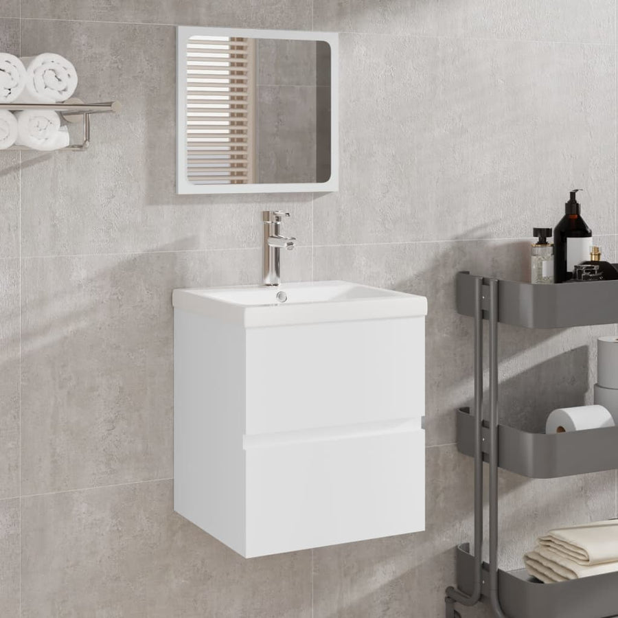 Wastafelkast Met Wasbak En Spiegel Wit 1 41 x 38.5 x 45 cm