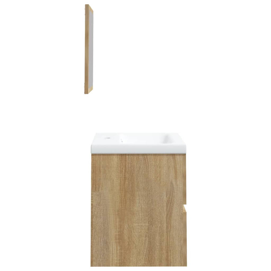Wastafelkast Met Wasbak En Spiegel Sonoma Eikenkleurig 41 x 38.5 x 45 cm met spiegel
