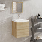 Washbasin cabinet with sink and mirror in Sonoma oak color