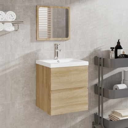 Wastafelkast Met Wasbak En Spiegel Sonoma Eikenkleurig 41 x 38.5 x 45 cm met spiegel
