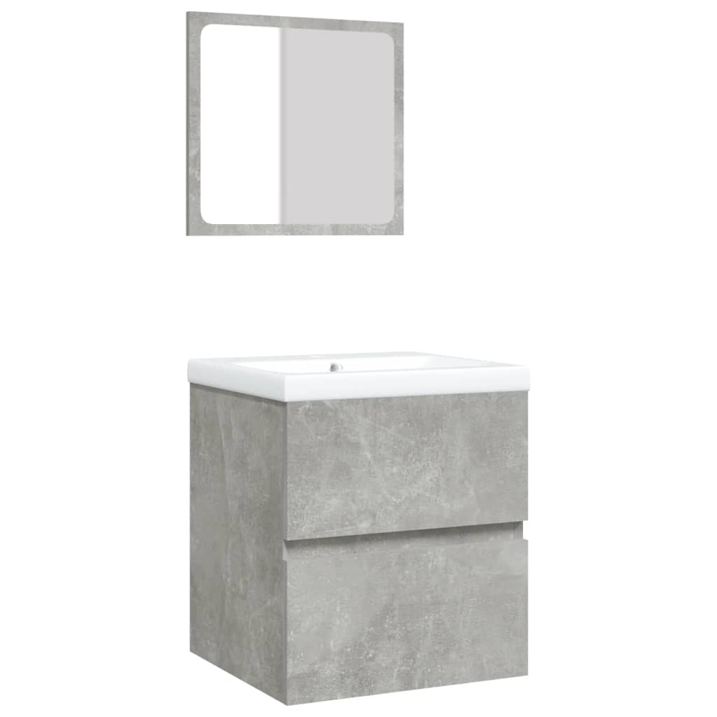Wastafelkast Met Wasbak En Spiegel Betongrijs 1 41 x 38.5 x 45 cm