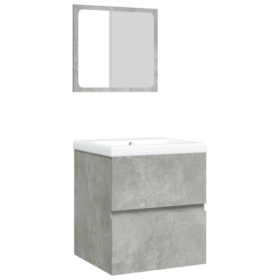 Wastafelkast Met Wasbak En Spiegel Betongrijs 1 41 x 38.5 x 45 cm