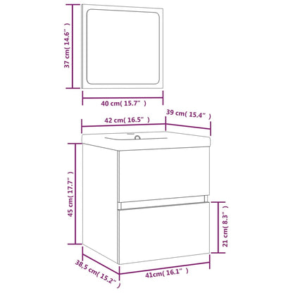 Wastafelkast Met Wasbak En Spiegel Betongrijs 1 41 x 38.5 x 45 cm