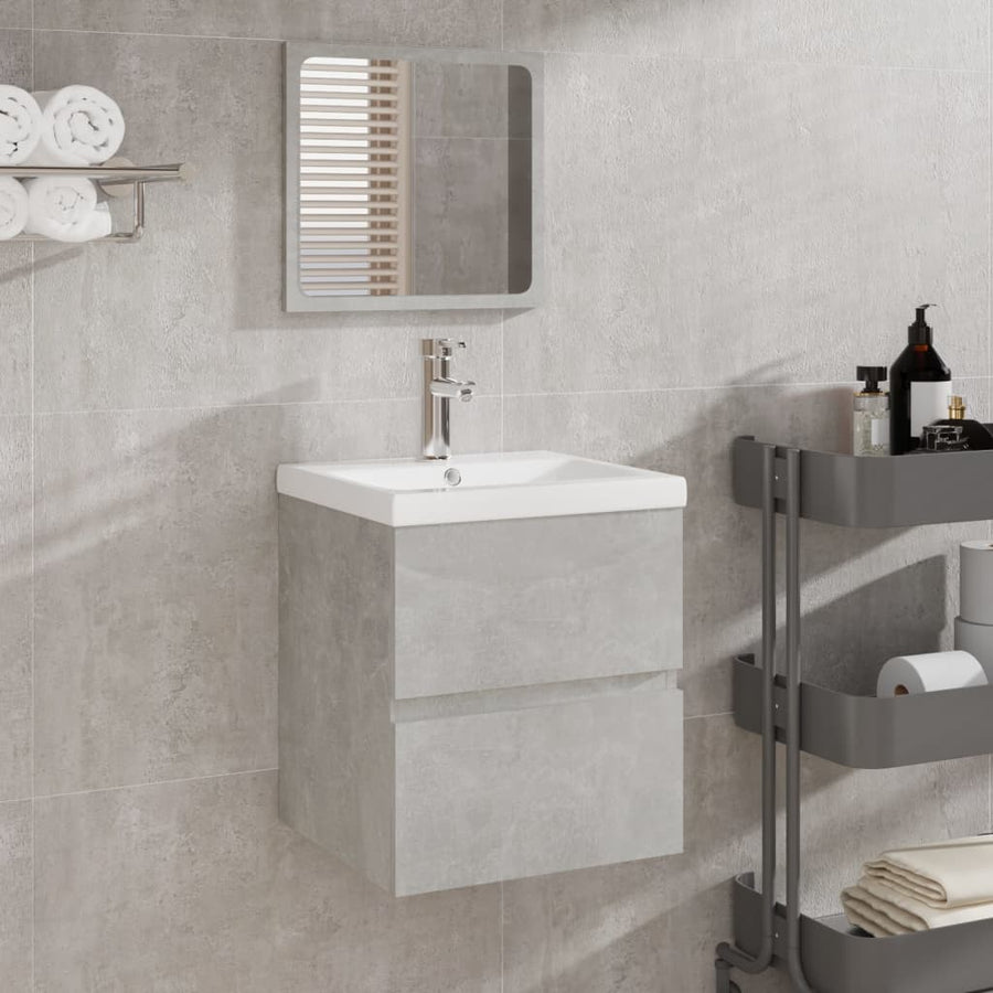 Wastafelkast Met Wasbak En Spiegel Betongrijs 1 41 x 38.5 x 45 cm