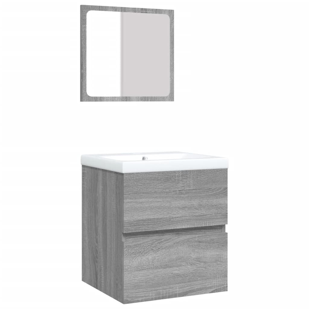 Wastafelkast Met Wasbak En Spiegel Grijs Sonoma Eikenkleurig 1 41 x 38.5 x 45 cm