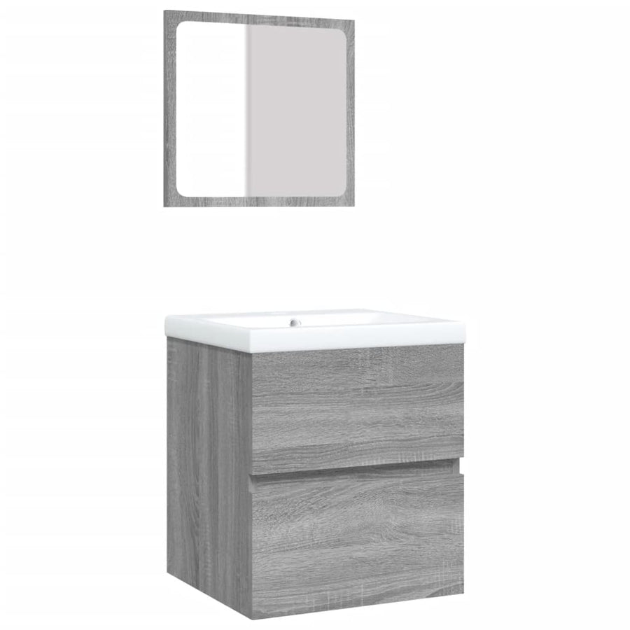 Wastafelkast Met Wasbak En Spiegel Grijs Sonoma Eikenkleurig 1 41 x 38.5 x 45 cm