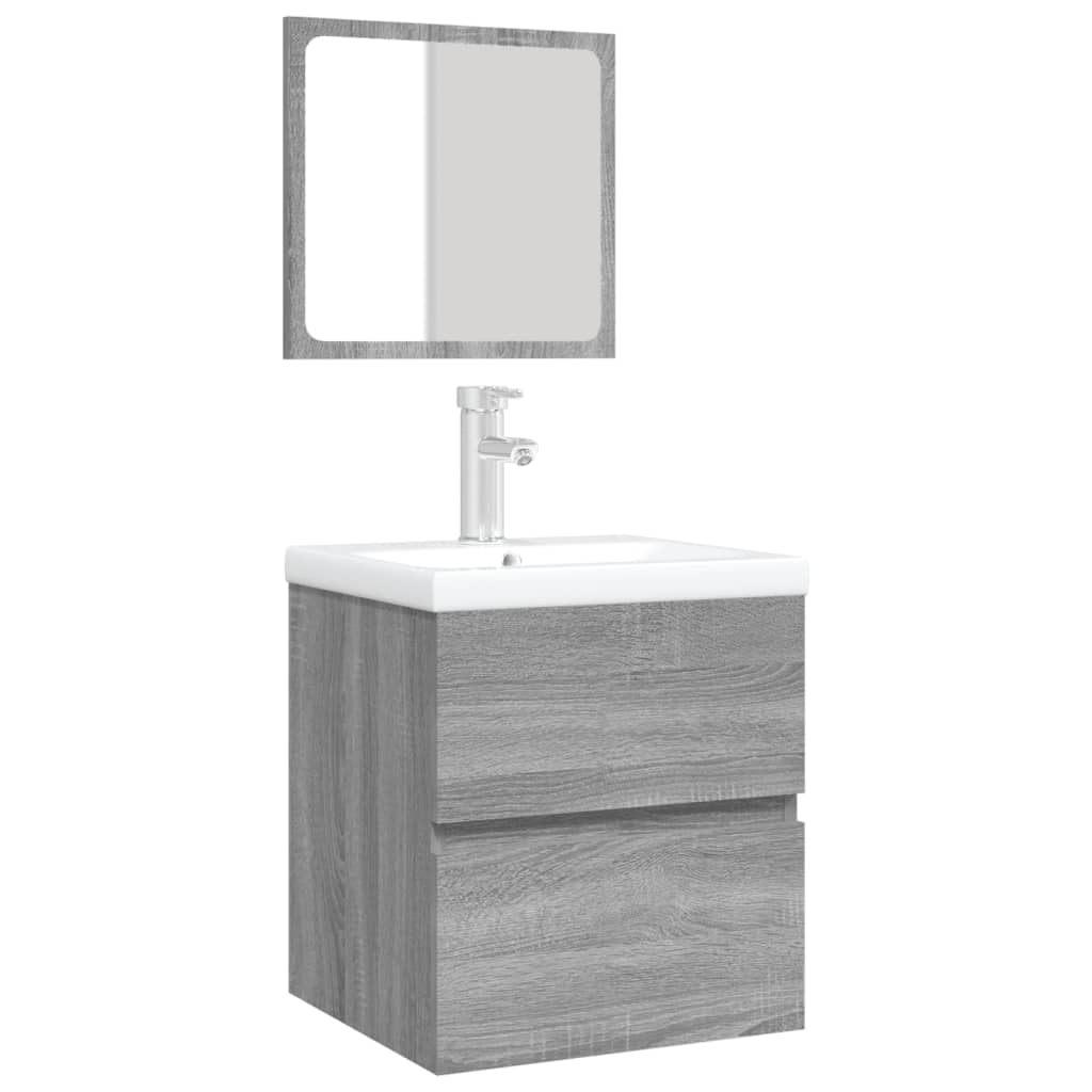 Wastafelkast Met Wasbak En Spiegel Grijs Sonoma Eikenkleurig 1 41 x 38.5 x 45 cm