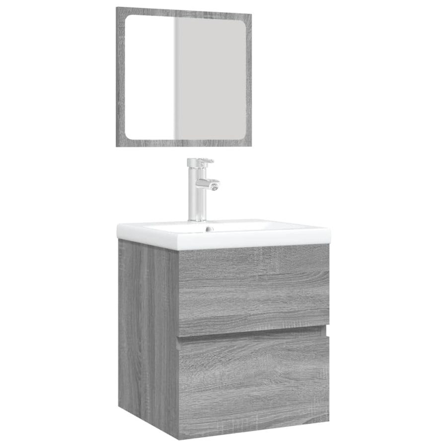 Wastafelkast Met Wasbak En Spiegel Grijs Sonoma Eikenkleurig 1 41 x 38.5 x 45 cm