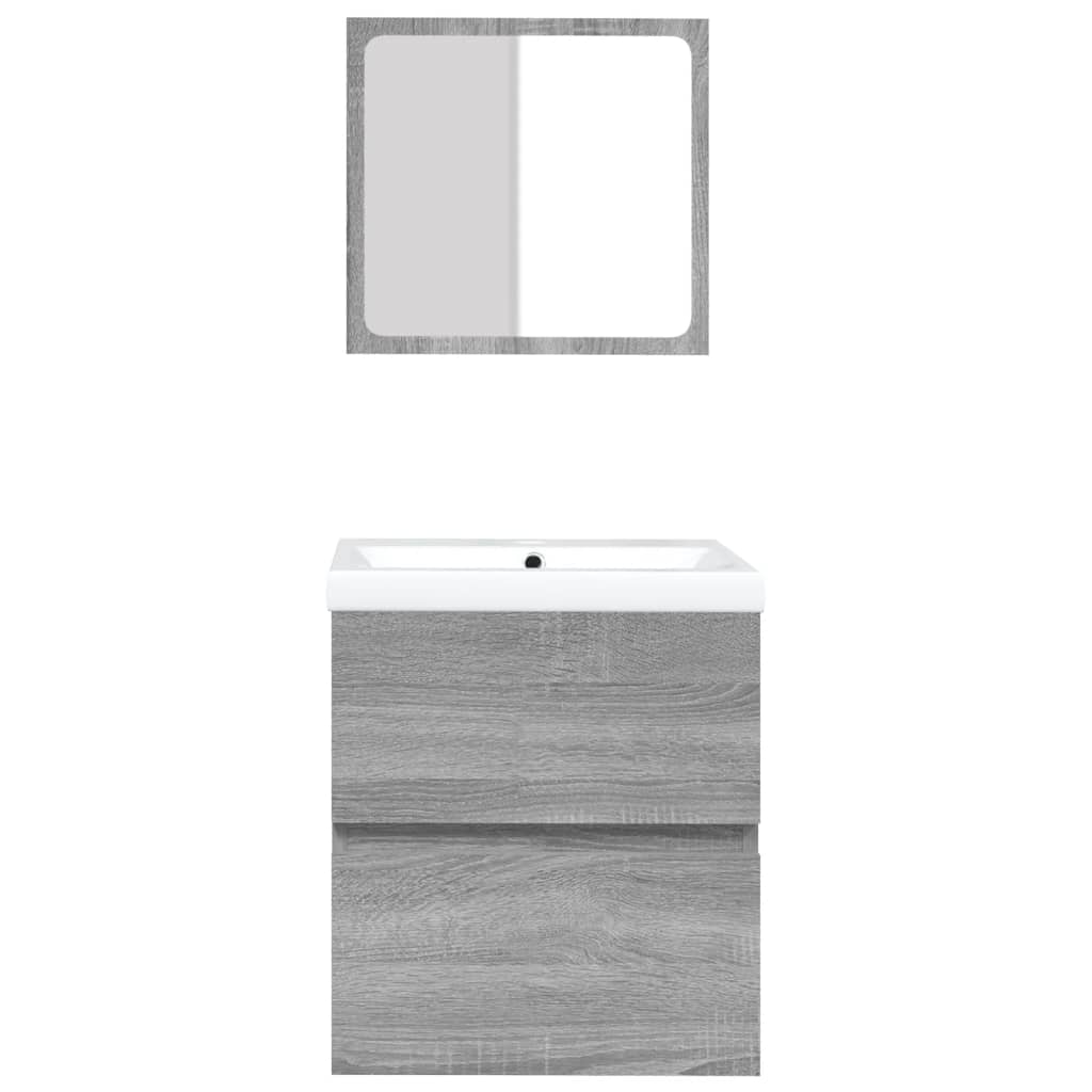 Wastafelkast Met Wasbak En Spiegel Grijs Sonoma Eikenkleurig 1 41 x 38.5 x 45 cm