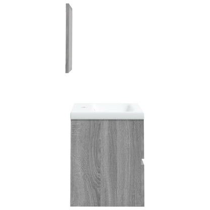 Wastafelkast Met Wasbak En Spiegel Grijs Sonoma Eikenkleurig 1 41 x 38.5 x 45 cm
