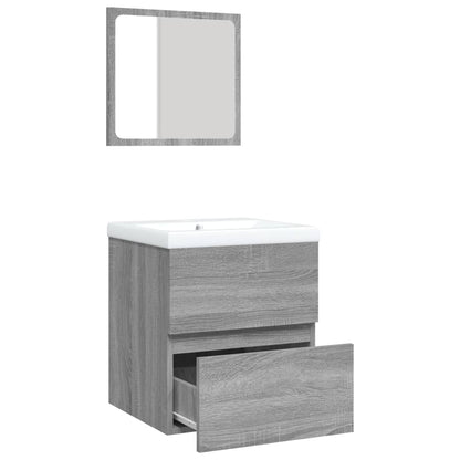 Wastafelkast Met Wasbak En Spiegel Grijs Sonoma Eikenkleurig 1 41 x 38.5 x 45 cm