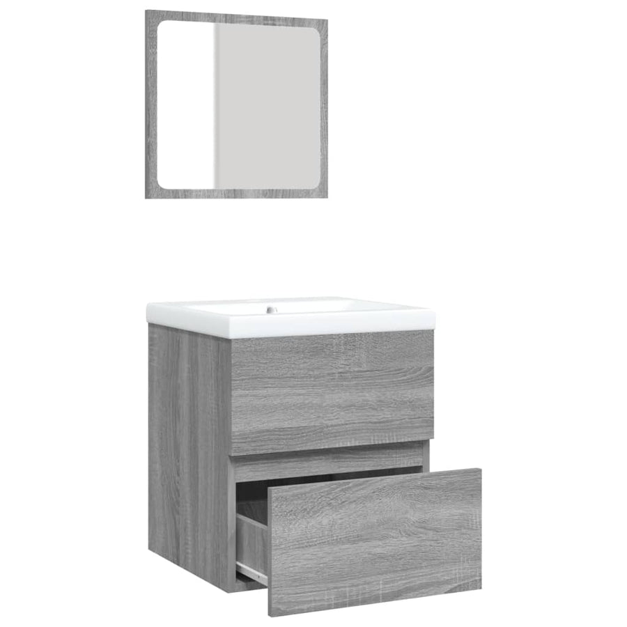 Wastafelkast Met Wasbak En Spiegel Grijs Sonoma Eikenkleurig 1 41 x 38.5 x 45 cm